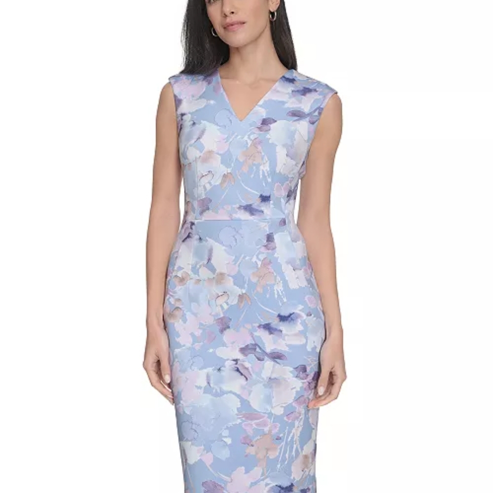 Floral Blue Sleeveless Dress